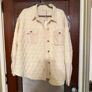 Women's Cream Quilted Utility Jacket